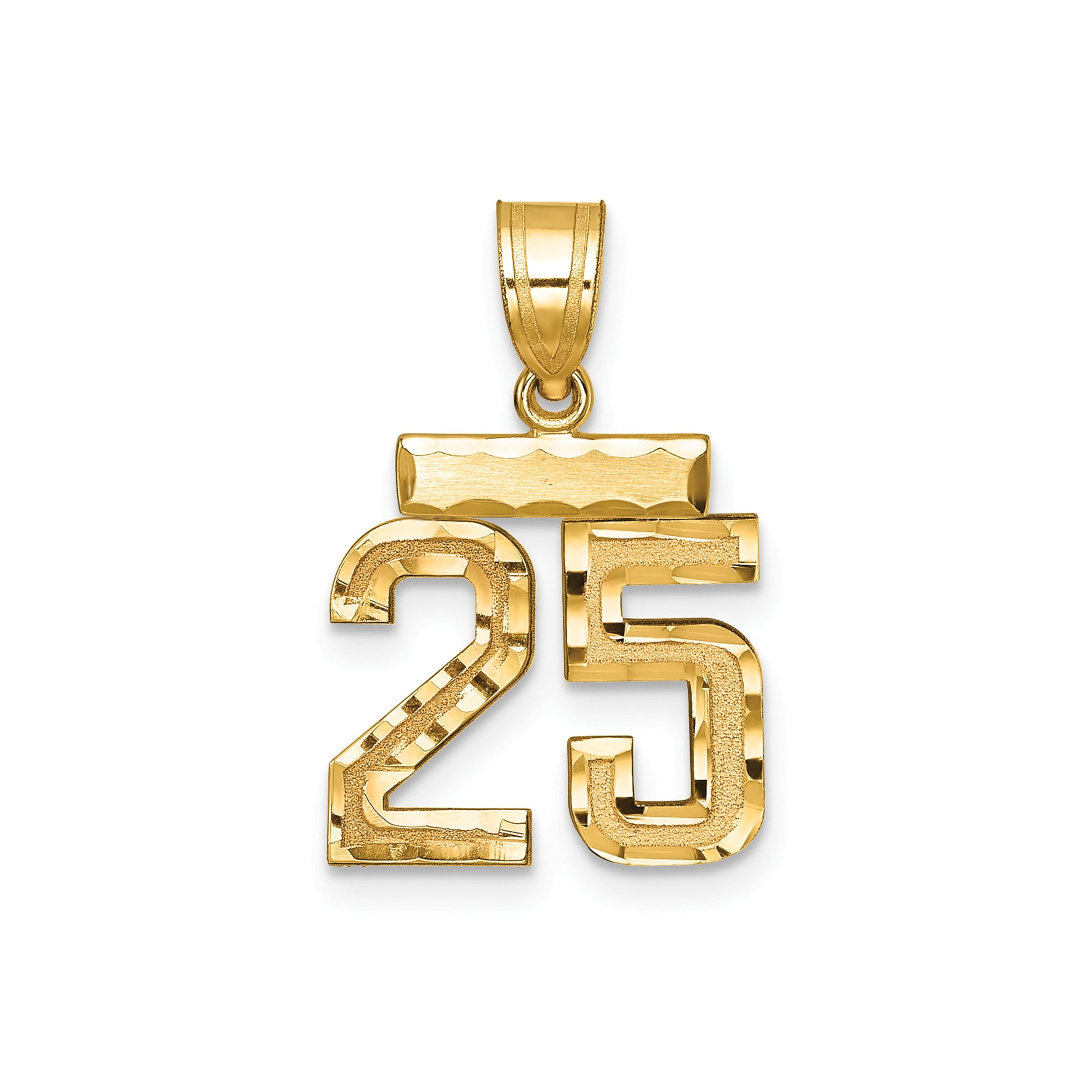 14k Yellow Gold Number 25 Pendant for Men or Women, High Polish and ...