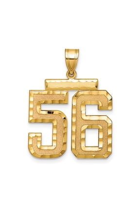 14k Yellow Gold Number 56 Pendant for Men or Unisex, Polished and Textured Finish, Sports Jersey Style Necklace, Athletic Symbolic Charm for Team Pride