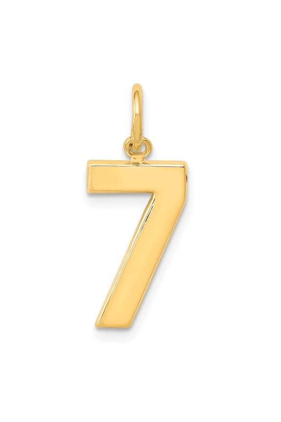 14k Yellow Gold Number 7 Seven Pendant Charm