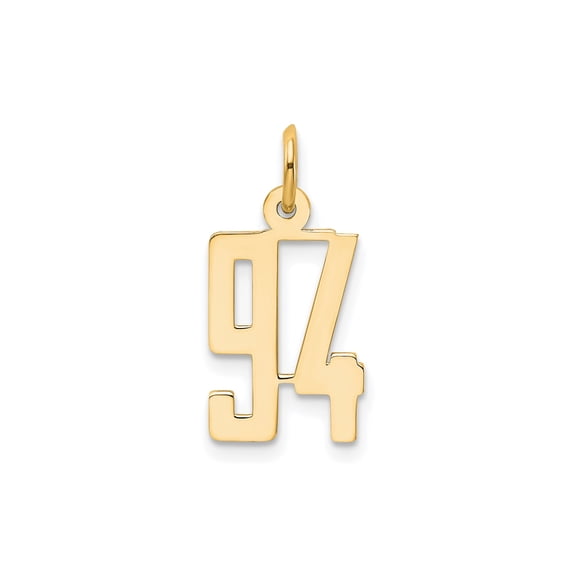 14k Yellow Gold Number 94 Pendant for Necklace, Unisex Modern Numeric Charm, Commemorative Year Jewelry, Bold Minimal Style, Anniversary Birth Year Milestone Accessory