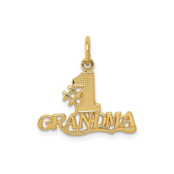 14k Yellow Gold Number One Grandma Pendant for Women, Textured Script Charm Symbolizing Love and Family, Sentimental Jewelry Necklace for Mother Figures, Solid Gold Keepsake for Special Occasions