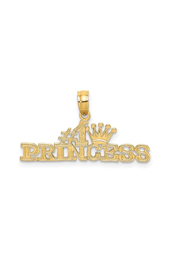 14k Yellow Gold Number One Princess Pendant Necklace with Crown Design, Bold Lettering, Symbolic Jewelry for Women, Statement Charm for Love and Admiration