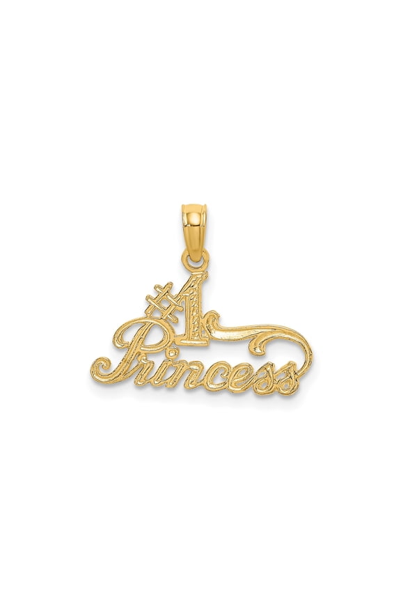 14k Yellow Gold Number One Princess Pendant for Women, Script Lettering Charm for Necklace, Romantic Symbol of Admiration, Dainty Custom Jewelry Accessory