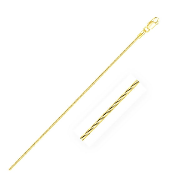 14k Yellow Gold Octagonal Shiny Snake Chain 0.8mm 16 in