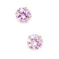 thumbnail image 1 of 14k Yellow Gold October Pink 5mm Round Cubic Zirconia Screw-Back Earrings, 1 of 2