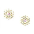 thumbnail image 1 of 14k Yellow Gold October Pink CZ Hexagon Shaped Screw-Back Earrings - Measures 9x8mm, 1 of 2
