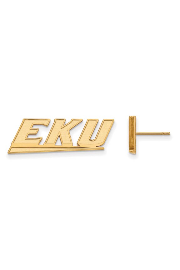 14k Yellow Gold Official Licensed Collegiate Eastern Kentucky University (EKU) Small Post Earrings
