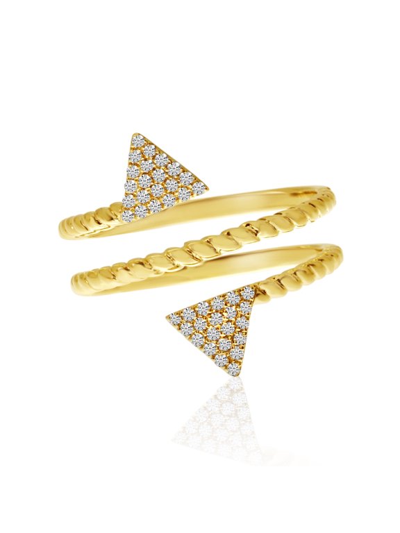 14k Yellow Gold Offset Triangle Diamond Ring
