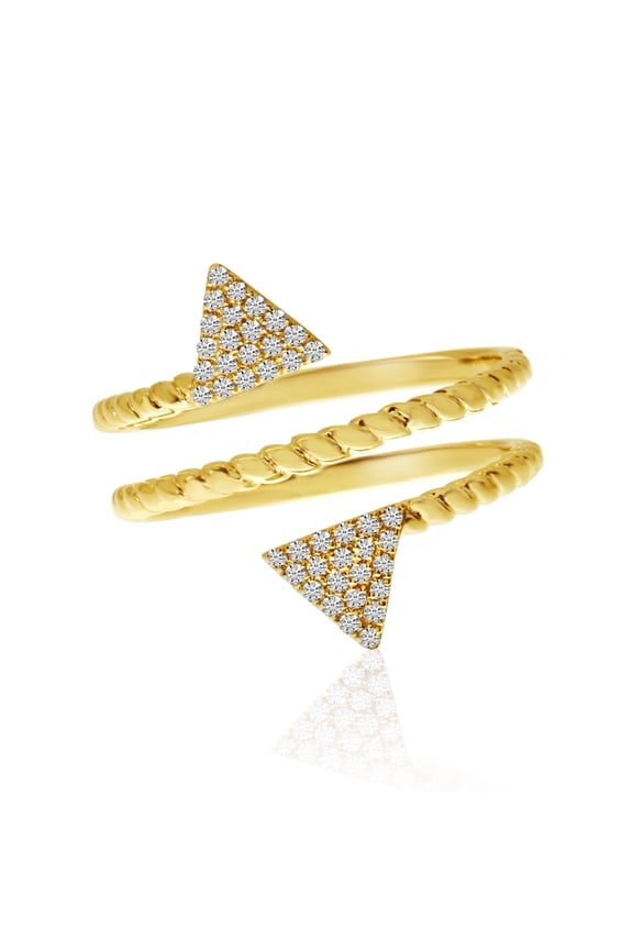 14k Yellow Gold Offset Triangle Diamond Ring