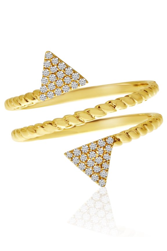 14k Yellow Gold Offset Triangle Diamond Ring