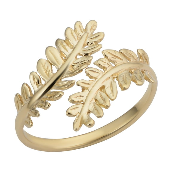 KoolJewelry 14k Yellow Gold Olive Branch Leaf Bypass Ring