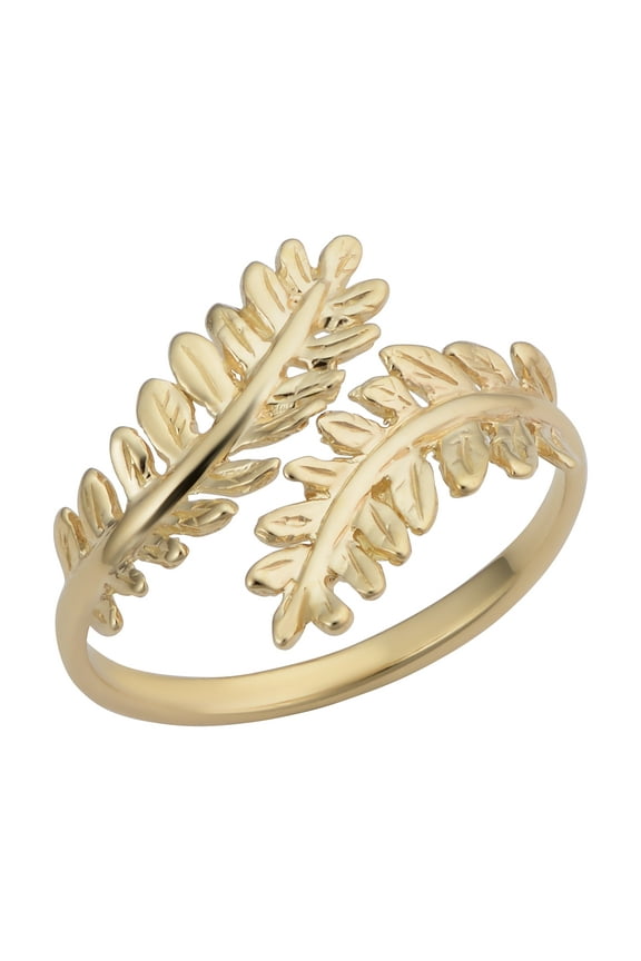KoolJewelry 14k Yellow Gold Olive Branch Leaf Bypass Ring