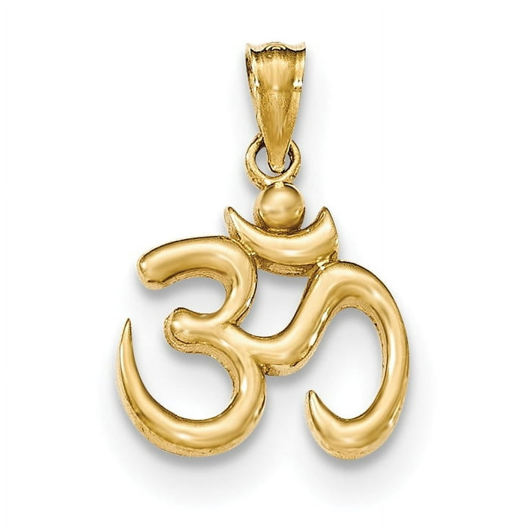 14k Yellow Gold Om Symbol Pendant Charm Necklace Sport Yoga