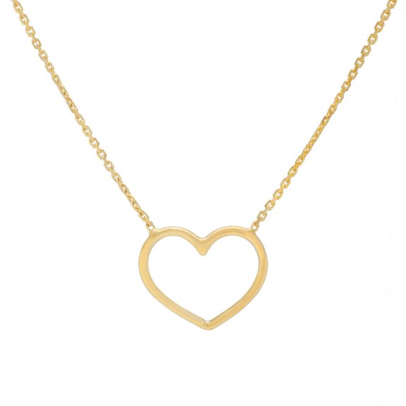 14k Yellow Gold Open Heart Adjustable Necklace Lobster Claw Closure - 1.8 Grams - 18 Inch