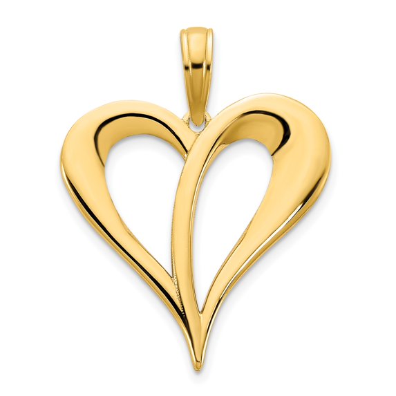 14k Yellow Gold Open Heart Pendant for Women, Modern Symbol of Love, Sleek Minimalist Charm, Elegant Anniversary and Everyday Jewelry