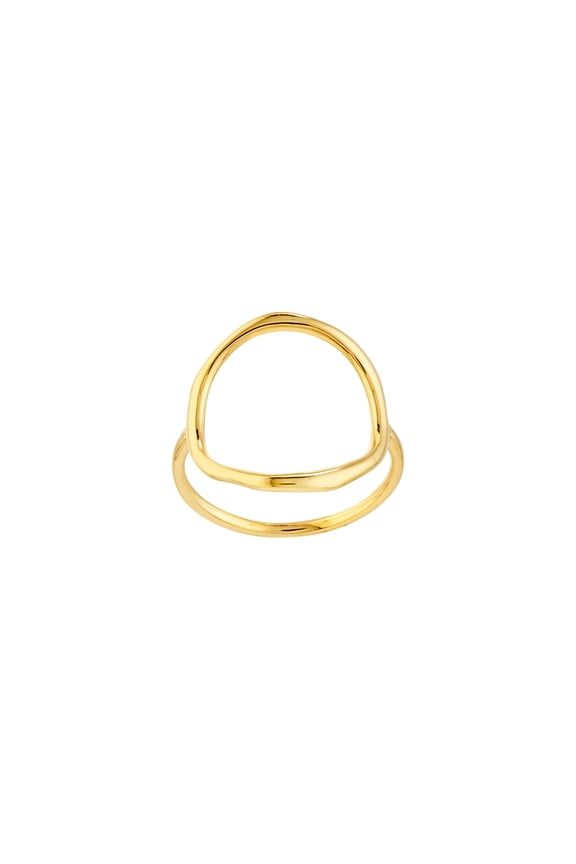 14k Yellow Gold Organic Open Circle Ring Size 7 Ring for Women