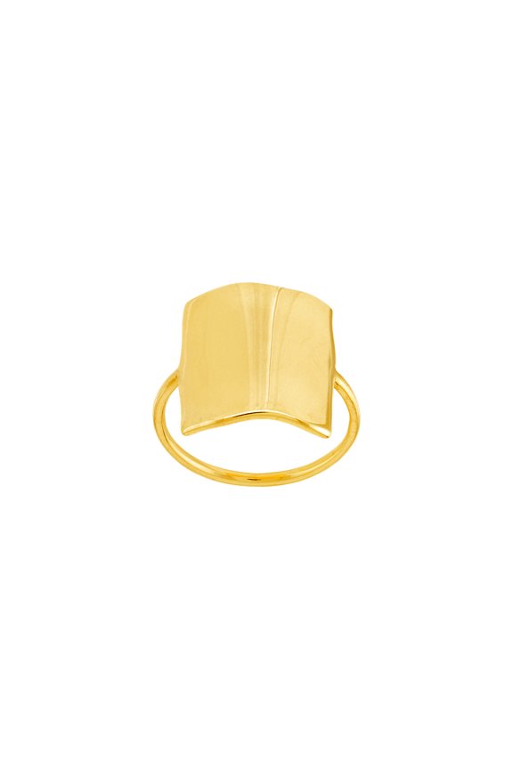 14k Yellow Gold Organic Rectangle Shape Ring Size 6 Ring for Women