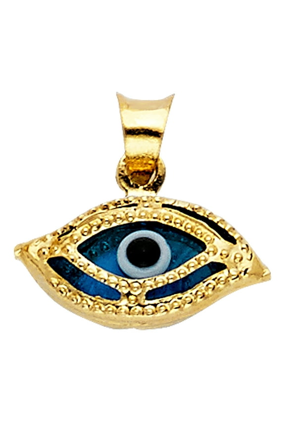14k Yellow Gold Ornate Egyptian Evil Eye Pendant All Seeing Mosaic Charm Jewelry Female Unisex