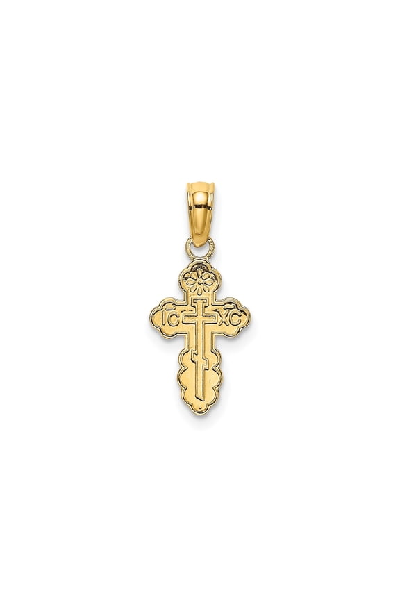 14k Yellow Gold Orthodox Cross Pendant Necklace for Men and Women with Glossy Finish Religious Eastern Christian Style Spiritual Faith Symbol IC XC Design Jewelry Charm
