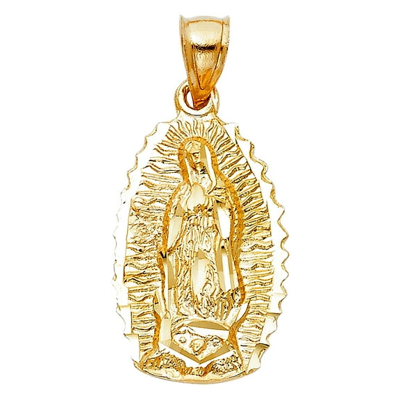 14k Yellow Gold Our Lady Of Guadalupe Pendant Necklace 16x25mm Pendant for Women - 2.7 Grams