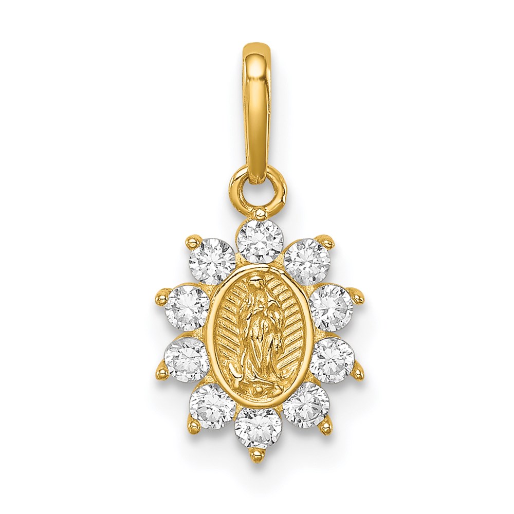 14k Yellow Gold Our Lady of Guadalupe Cubic Zirconia Pendant Fine ...