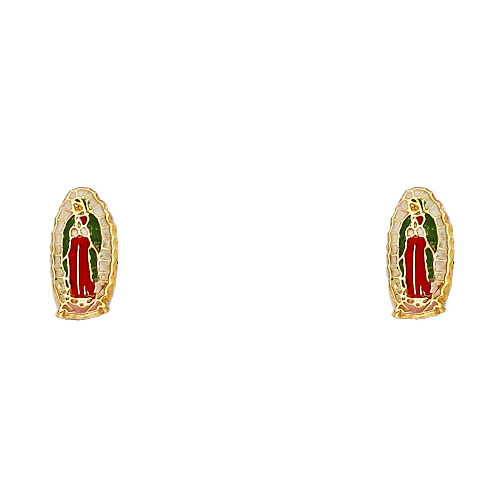 14k Yellow Gold Our Lady of Guadalupe Stud Religious Burst Catholic ...