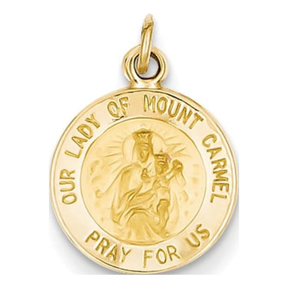 14k Yellow Gold Our Lady of Mt. Carmel Medal Charm - Walmart.com