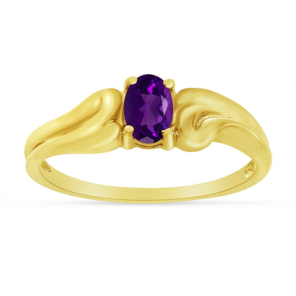 14k Yellow Gold Oval Amethyst Ring