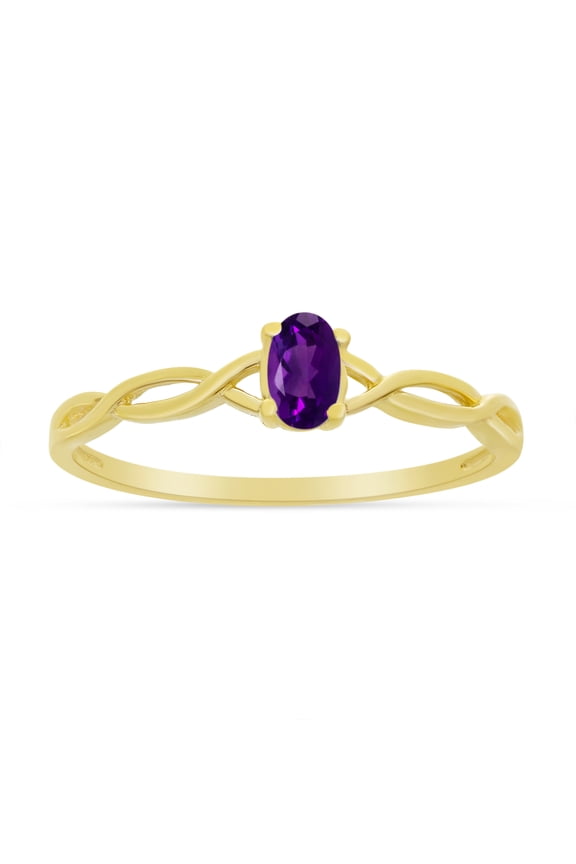 14k Yellow Gold Oval Amethyst Ring