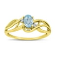 thumbnail image 1 of 14k Yellow Gold Oval Aquamarine And Diamond Curve Ring, 1 of 6