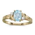 thumbnail image 1 of 14k Yellow Gold Oval Aquamarine And Diamond Ring, 1 of 2
