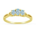 thumbnail image 1 of 14k Yellow Gold Oval Aquamarine And Diamond Three Stone Ring, 1 of 6
