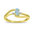 thumbnail image 1 of 14k Yellow Gold Oval Aquamarine And Diamond Wave Ring, 1 of 6