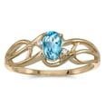 thumbnail image 1 of 14k Yellow Gold Oval Blue Topaz And Diamond Curve Ring, 1 of 1