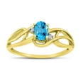 thumbnail image 1 of 14k Yellow Gold Oval Blue Topaz And Diamond Curve Ring, 1 of 6