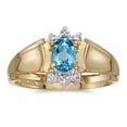 thumbnail image 1 of 14k Yellow Gold Oval Blue Topaz And Diamond Ring, 1 of 1