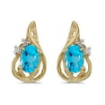 thumbnail image 1 of 14k Yellow Gold Oval Blue Topaz And Diamond Teardrop Earrings, 1 of 1