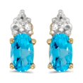 thumbnail image 1 of 14k Yellow Gold Oval Blue Topaz Earrings, 1 of 2