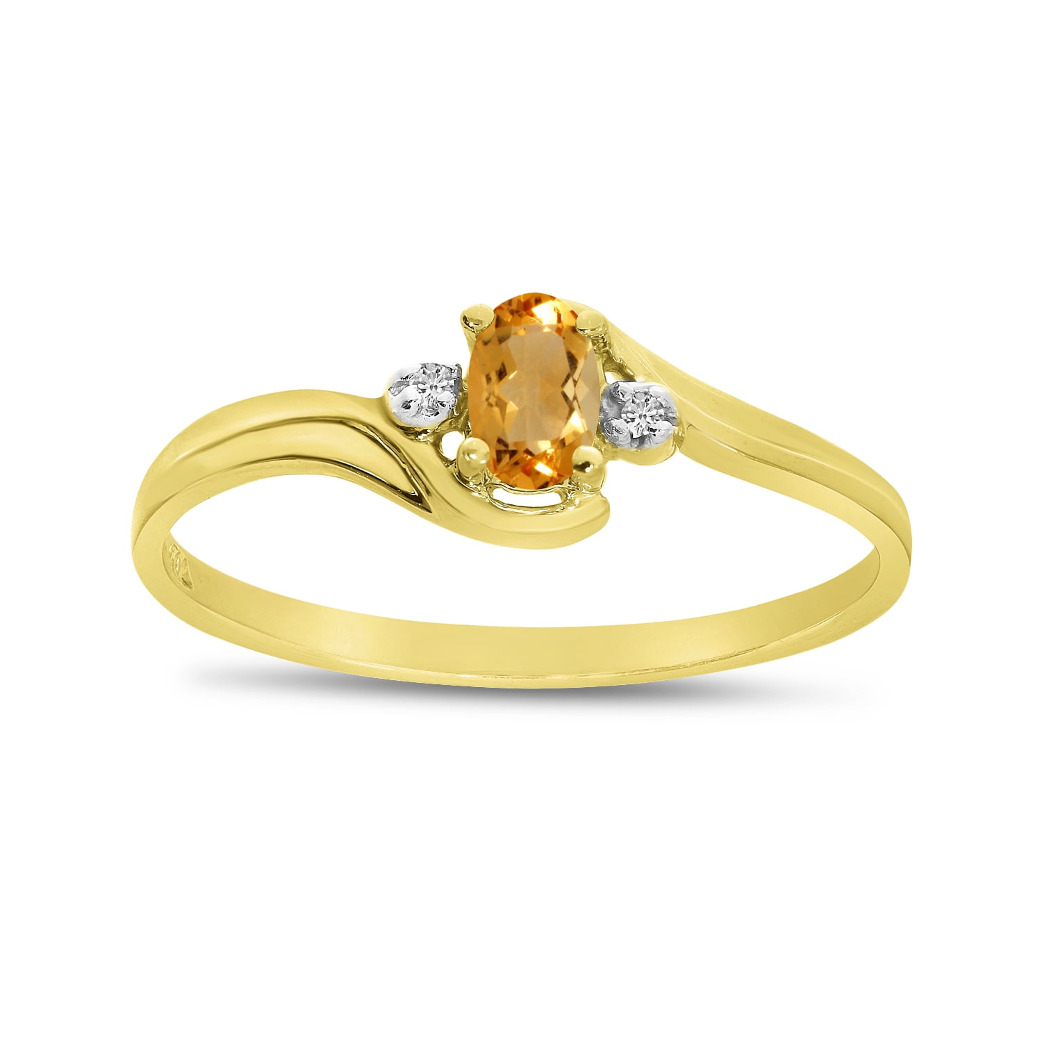 14k Yellow Gold Oval Citrine And Diamond Ring - Walmart.com