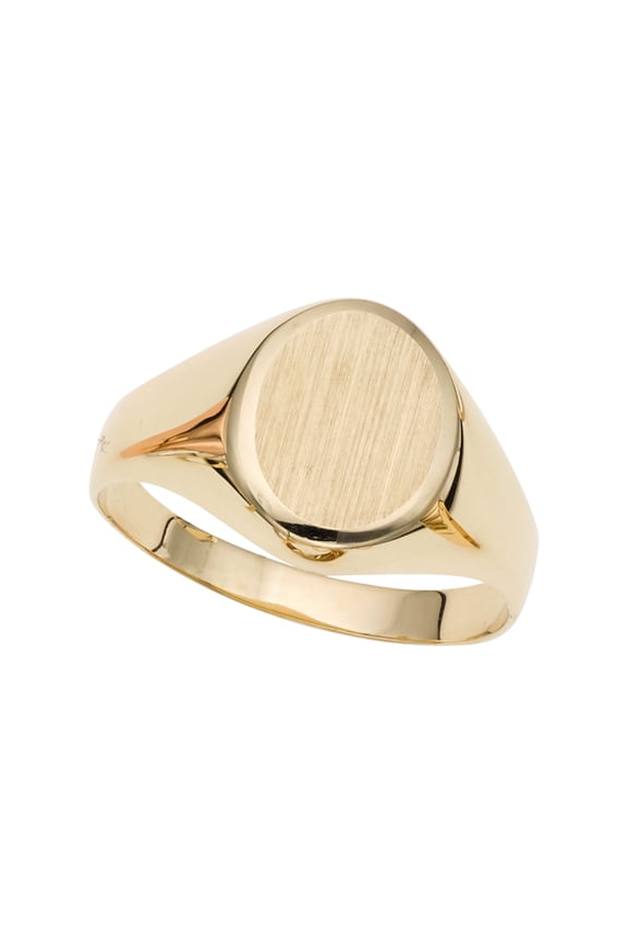 14k Yellow Gold Oval Disc Signet Womens Ring, 7