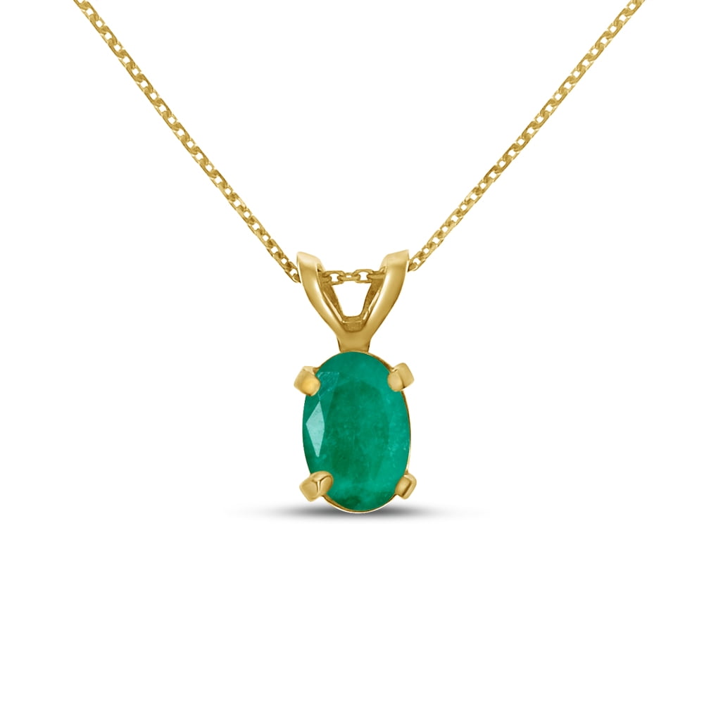 DIRECT-JEWELRY 14k Yellow Gold Oval Emerald Pendant with 18" Chain