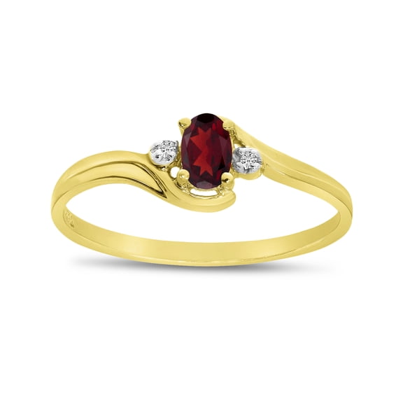 14k Yellow Gold Oval Garnet And Diamond Ring