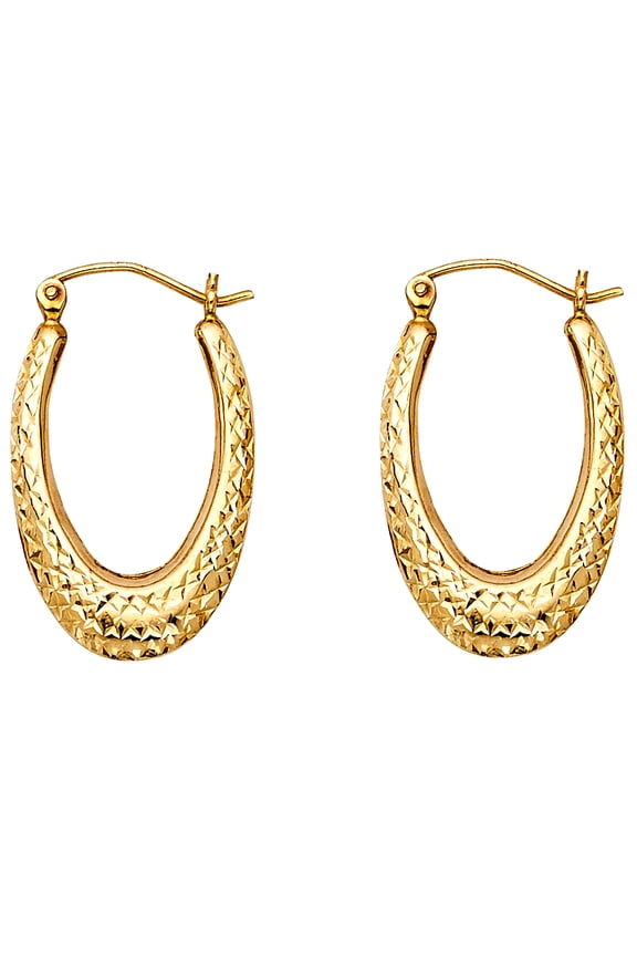 14k Yellow Gold Oval Hoop Wide Bold Modern Hinge Clasp Earrings Jewelry Female Unisex