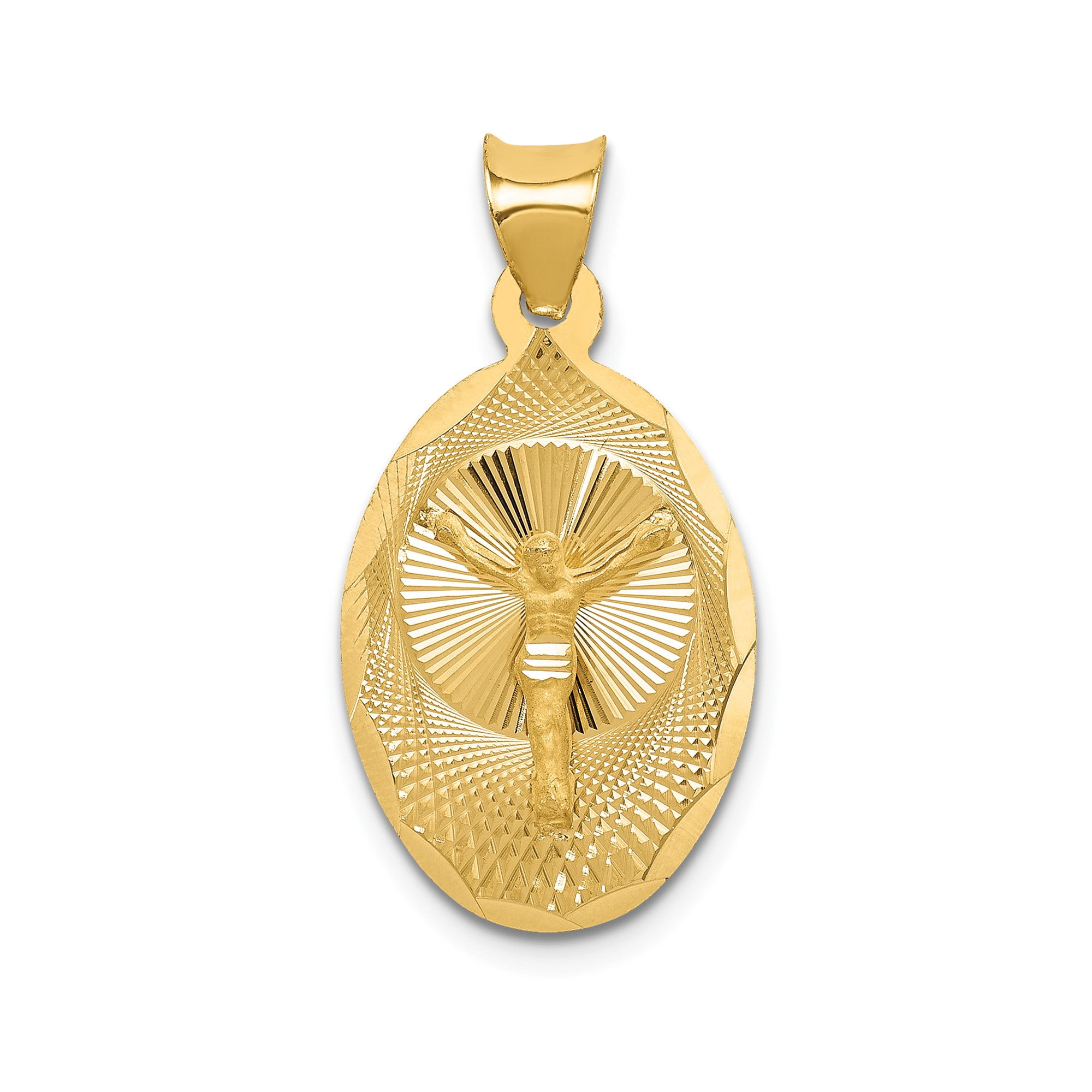 14k Yellow Gold Oval Jesus Pendant for Men or Women, Christian