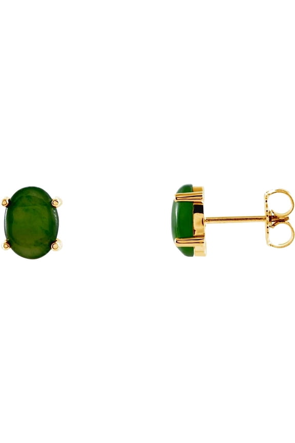 14k Yellow Gold Oval Natural Nephrite Dyed Jade 8x6mm Friction Back 4-prong Polished Earrings Stud Earring for Women