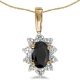 thumbnail image 1 of 14k Yellow Gold Oval Onyx And Diamond Pendant with 18" Chain, 1 of 3