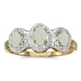 thumbnail image 1 of 14k Yellow Gold Oval Opal And Diamond Three Stone Ring, 1 of 1