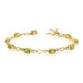 thumbnail image 1 of 14k Yellow Gold Oval Peridot Stones And Diamonds Tennis Bracelet, 7", 1 of 1