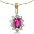 thumbnail image 1 of 14k Yellow Gold Oval Pink Topaz And Diamond Pendant, 1 of 1