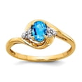thumbnail image 1 of 14k Yellow Gold Oval Polished Prong set Diamond and Blue Topaz Ring Size 7.00 Ring for Women, 1 of 2